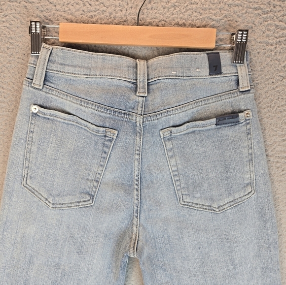 7 For All Mankind Womens High Waist Denim Jeans Sz 27 Slim Kick Light Blue - Picture 8 of 14